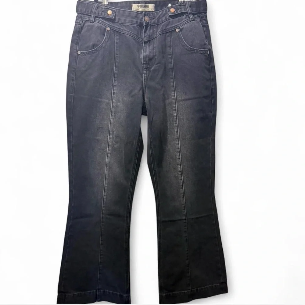 NWT ROCK & ROLL DENIM Black Trouser Jeans with front seam Size 30” - Picture 1 of 4
